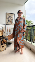 Vestido Camisero Largo Jacquard de Inspiración Japonesa