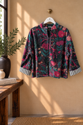 Chaqueta de Terciopelo Estampada Gris
