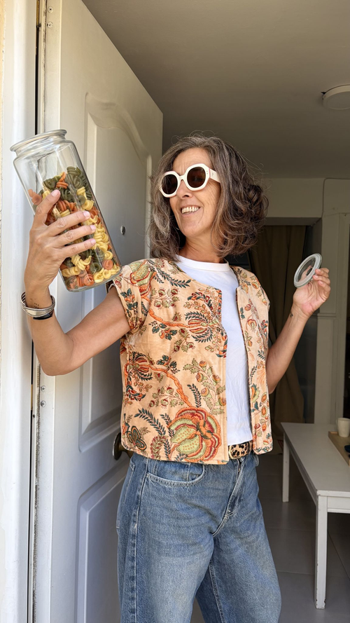 Chaleco Reversible de Terciopelo Estampado Floral