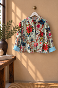 Chaqueta de Terciopelo Estampada Verde Agua