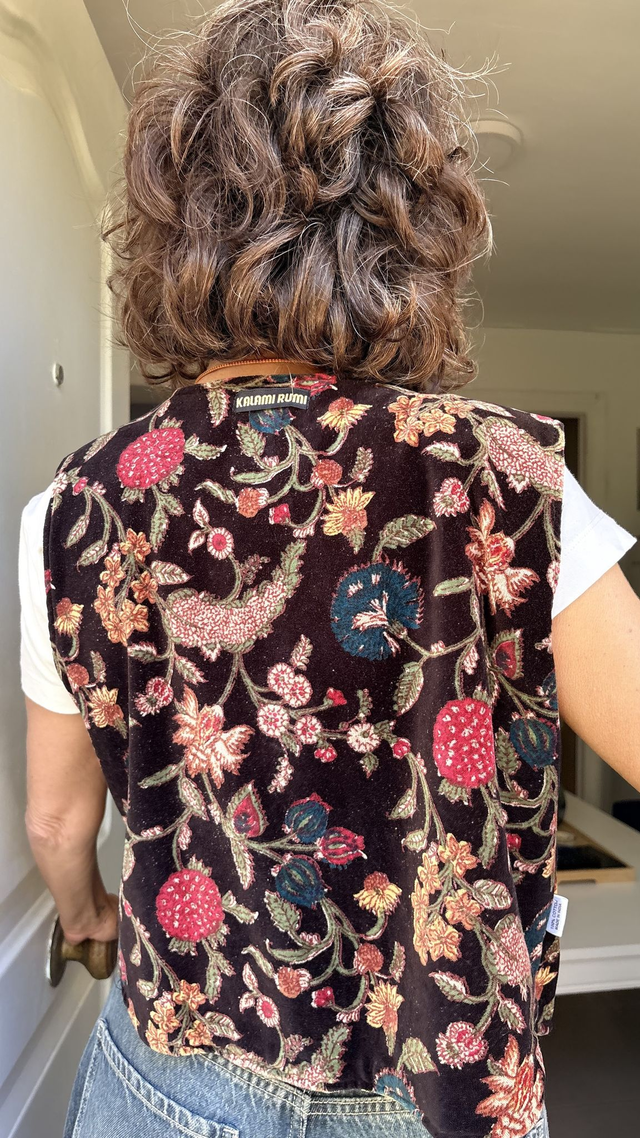 Chaleco Reversible de Terciopelo Estampado Floral