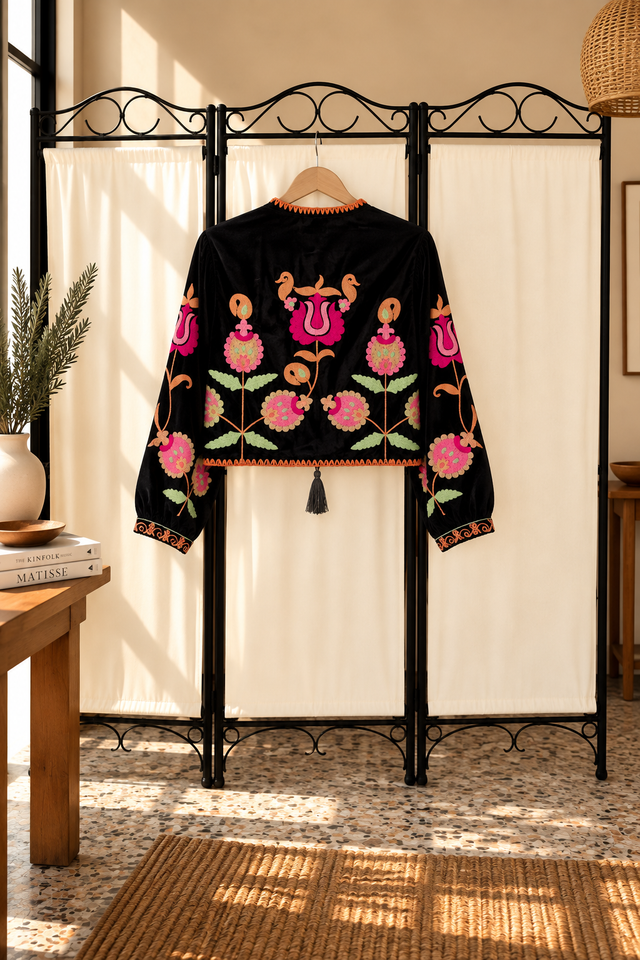 Chaquetilla de Terciopelo Bordada Floral