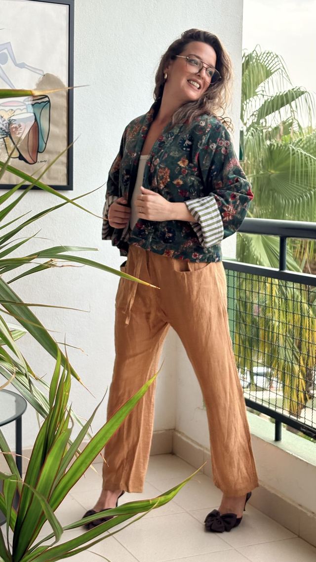 Chaqueta de Terciopelo Floral Alma Verde