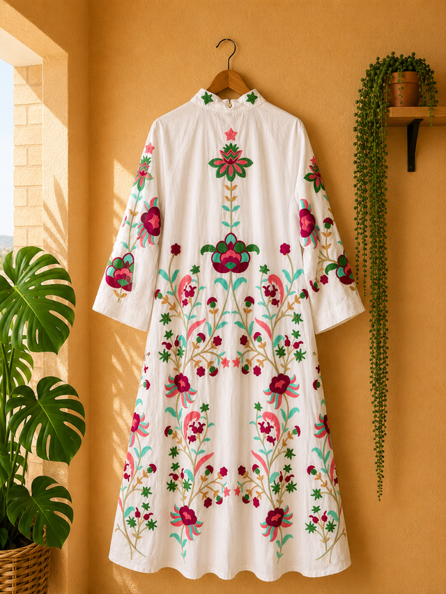 Vestido camisero bordado Poros