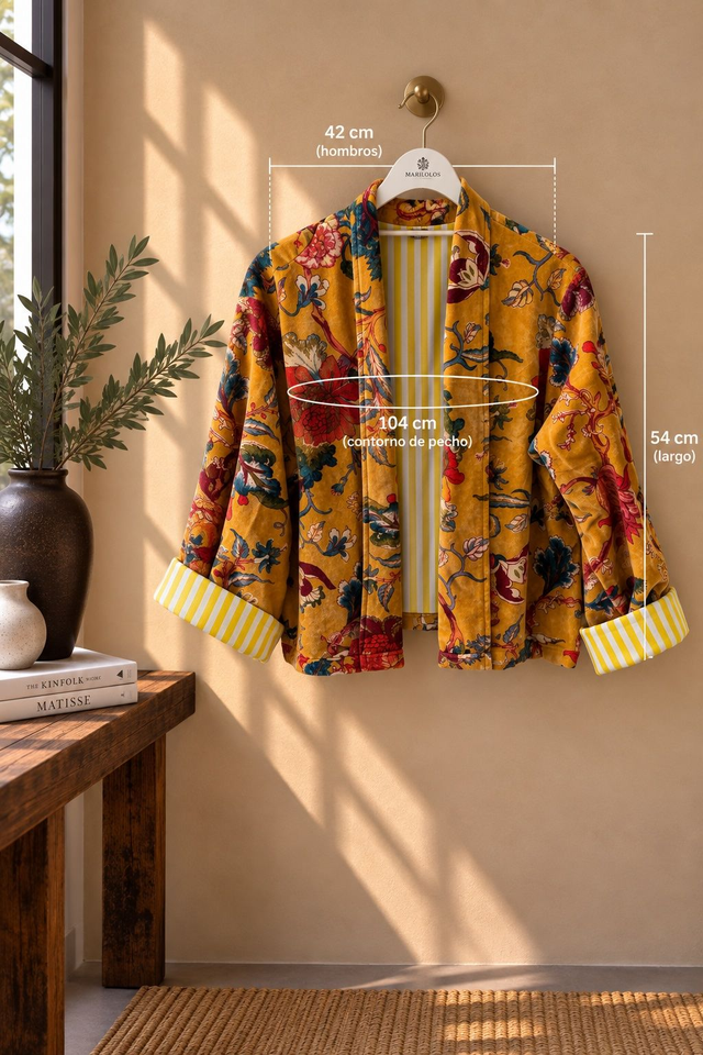Chaqueta de Terciopelo Floral Alma Mostaza