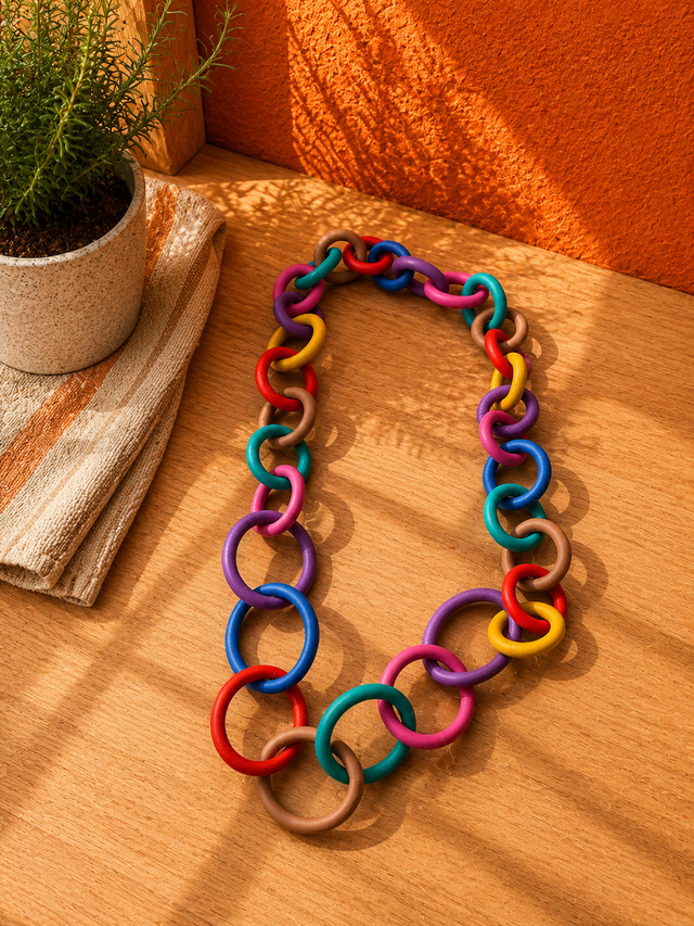 Collar largo Caucho Eslabones
